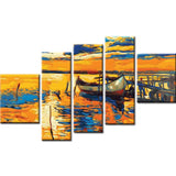 Painting by Numbers Nature Art Boat At The Sea III 5-Panel