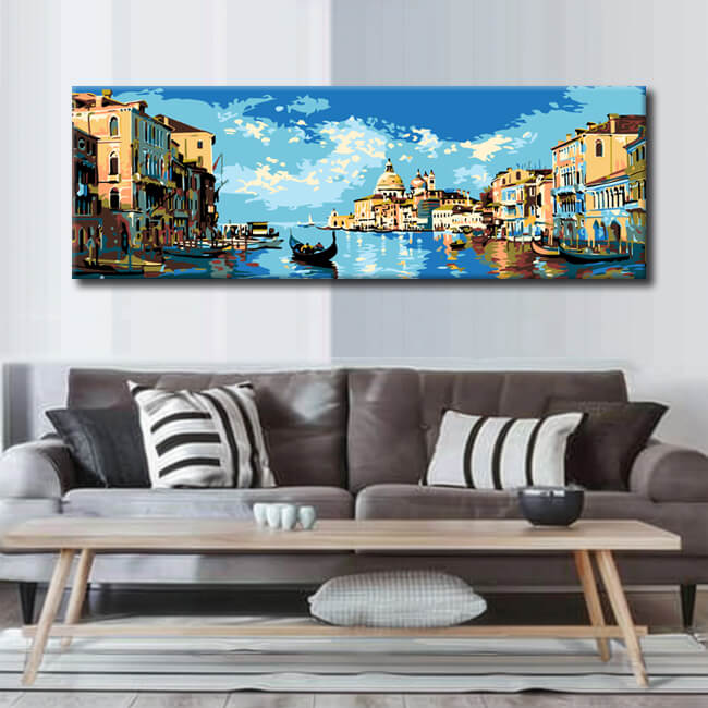 Painting by numbers city on the Mediterranean panorama