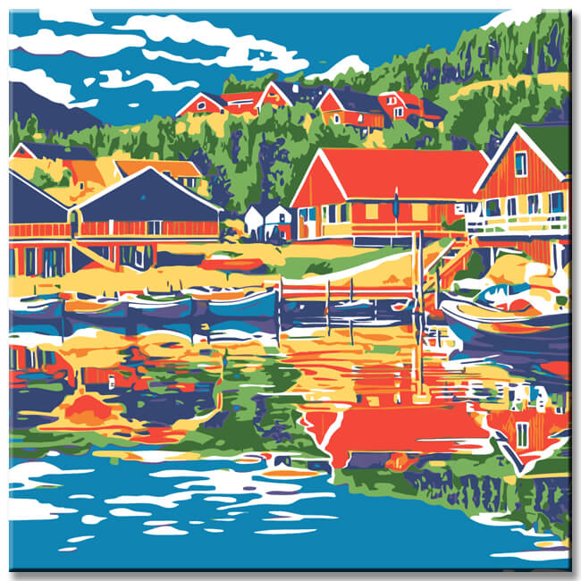 Painting by Numbers Fishing Huts Norway