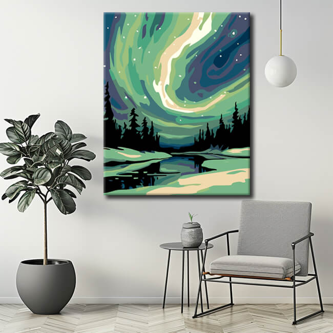 Painting by Numbers Northern Lights Aurora Night Shipping from DE