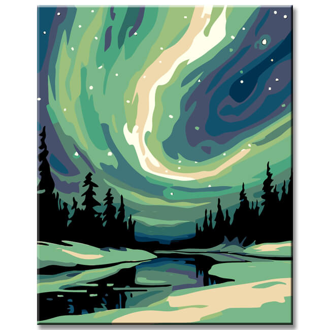 Painting by Numbers Northern Lights Aurora Night Shipping from DE