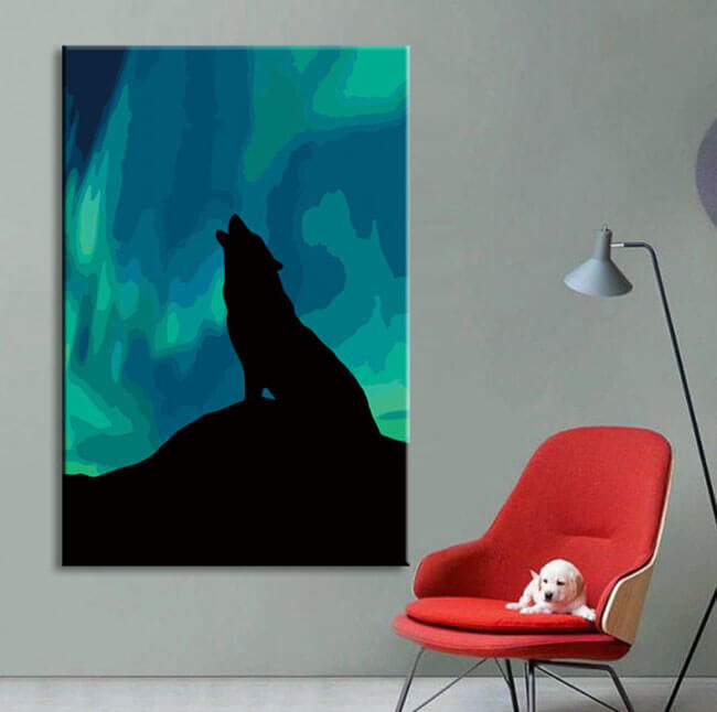 Painting by Numbers Howling Wolf in the Northern Lights Shipping from DE