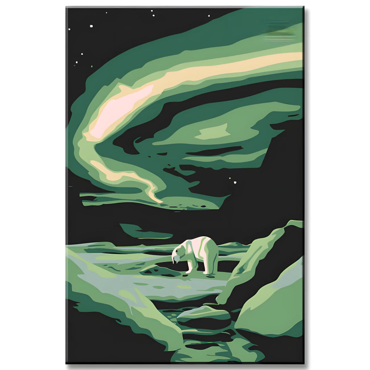 Paint by Numbers Polar Bear at Night with Northern Lights