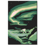 Paint by Numbers Polar Bear at Night with Northern Lights