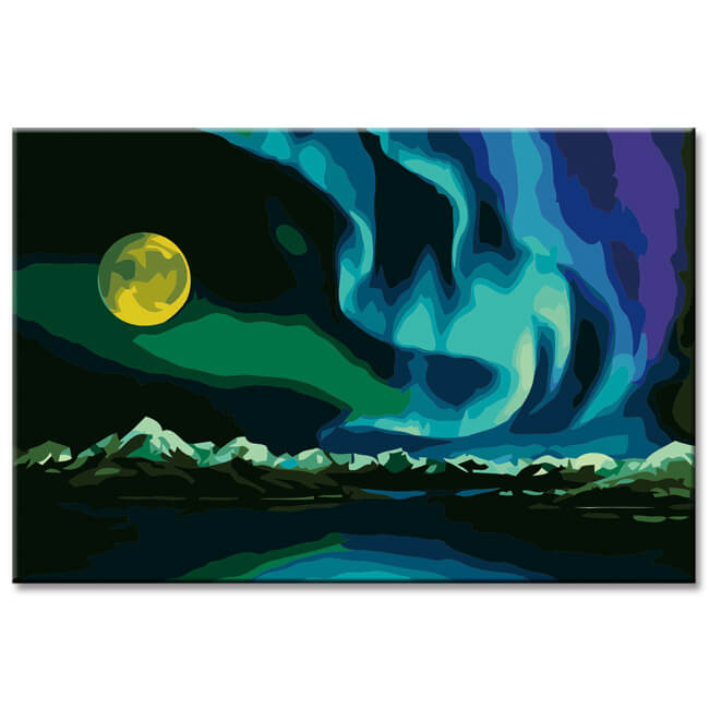 Painting by numbers moon in the northern lights shipping from DE