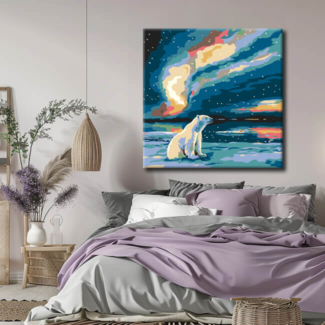 Painting by numbers polar bear and aurora shipping from DE-50*50cm-with stretcher frame-with covering service