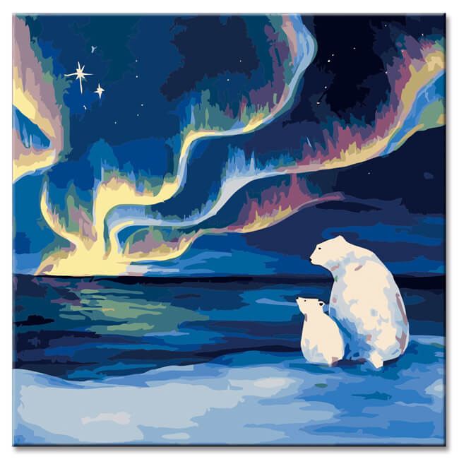 Paint by Numbers Polar Bear and Aurora
