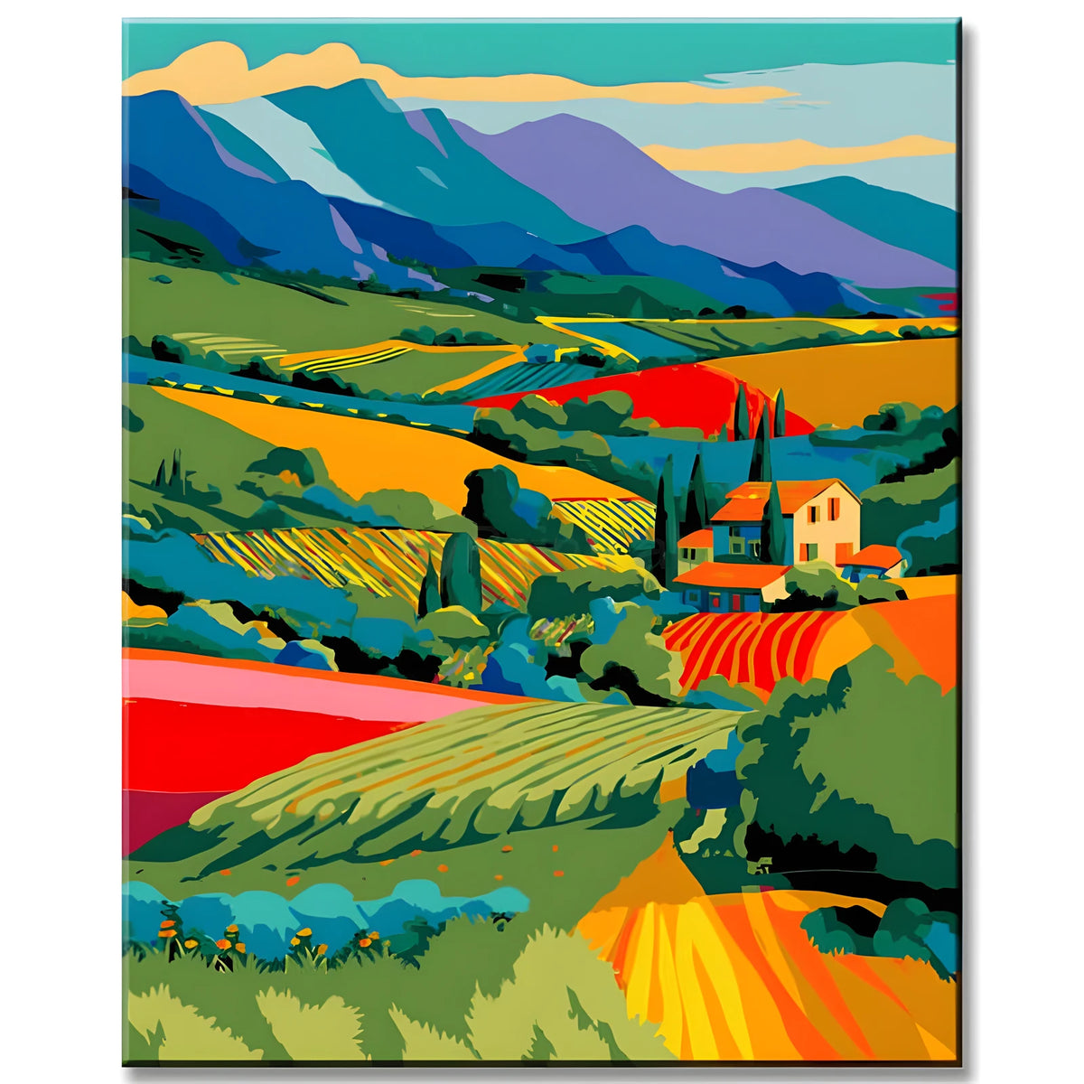 Painting by Numbers Colored Mountain Landscape