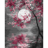 Painting by Numbers Black and White Moon Night Mood
