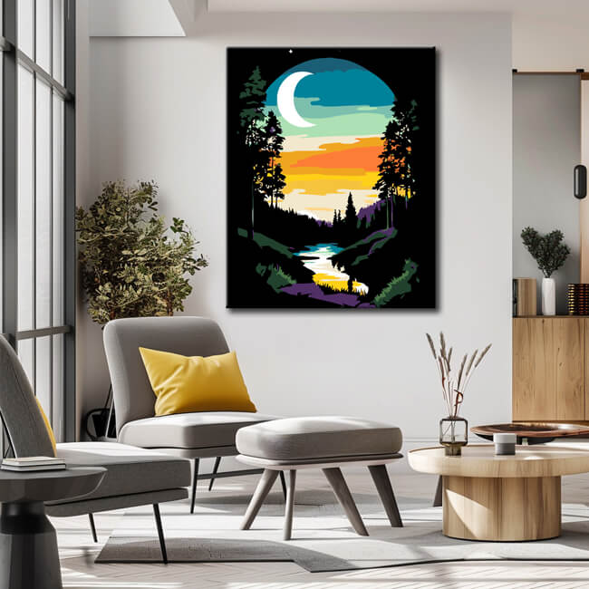 Painting by Numbers Night Mood with Blood Moon