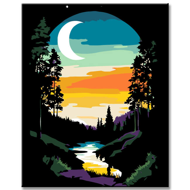 Painting by Numbers Night Mood with Blood Moon