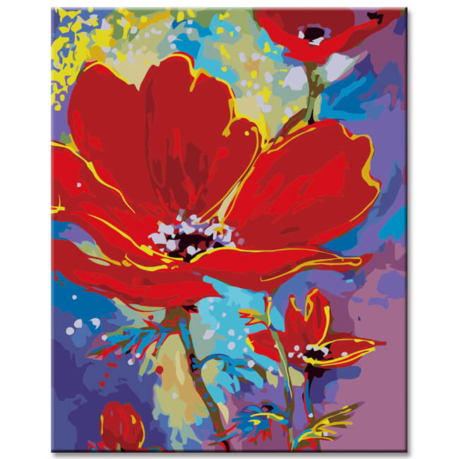 Painting by Numbers Flowers Red Poppy