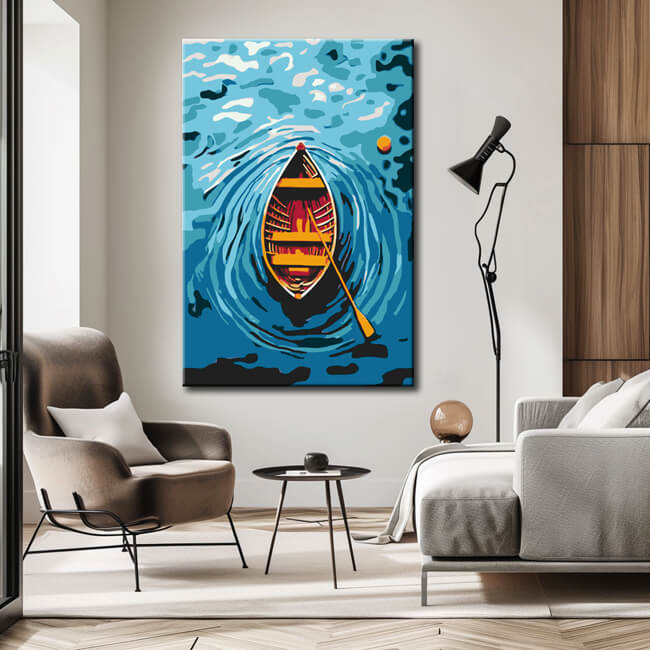 Painting by Numbers Lonely Boat in The Sea