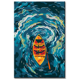 Paint by Numbers Artwork Rowboat in the Sea