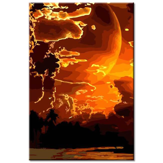 Painting by numbers Beautiful red moon Shipping from DE