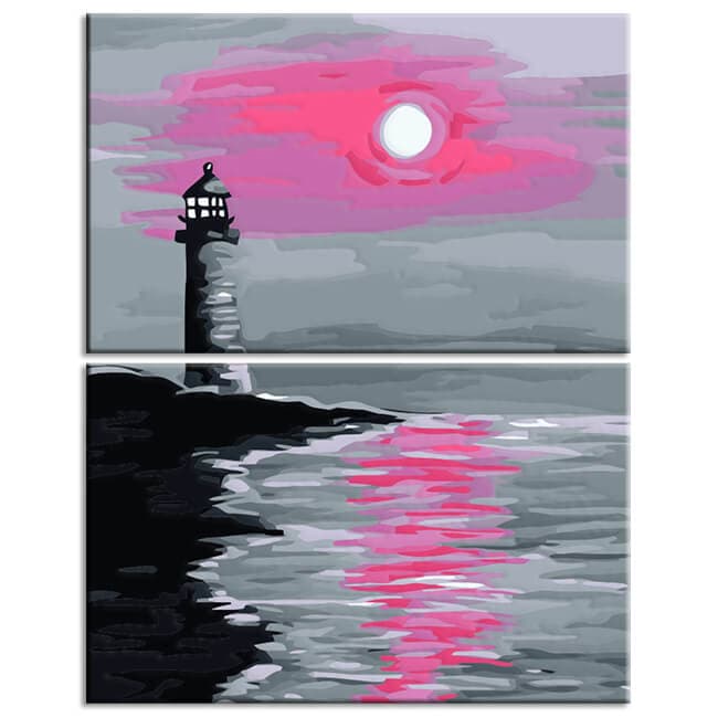 Painting by Numbers Lighthouse in The Sunset 2-Panel