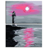 Painting by Numbers Lighthouse in The Sunset 2-Panel