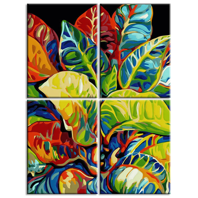 Painting by Numbers Tropical Artificial Plant 4 Panel