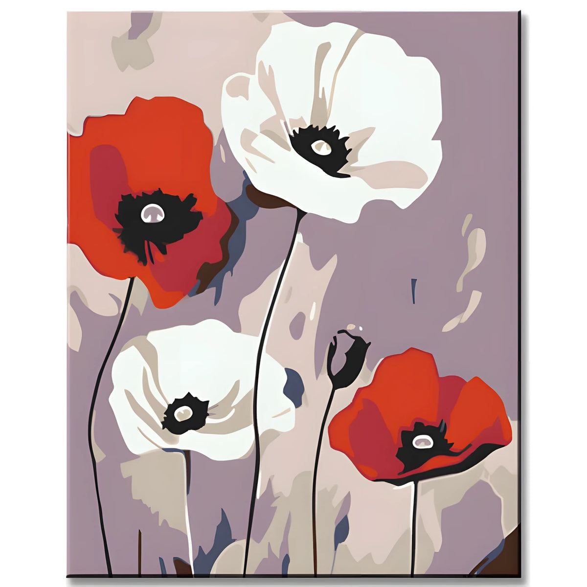 Paint by Numbers Red White Poppies