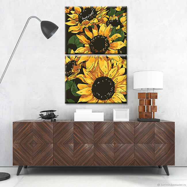 Painting by numbers sunflower art 2-piece shipping from DE