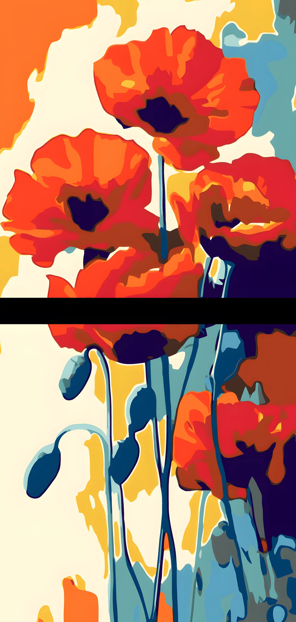 Painting by Numbers Watercolor Poppy Flowers 2-Panel