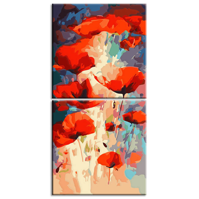 Painting by numbers watercolor poppy flowers 2-piece shipping from DE