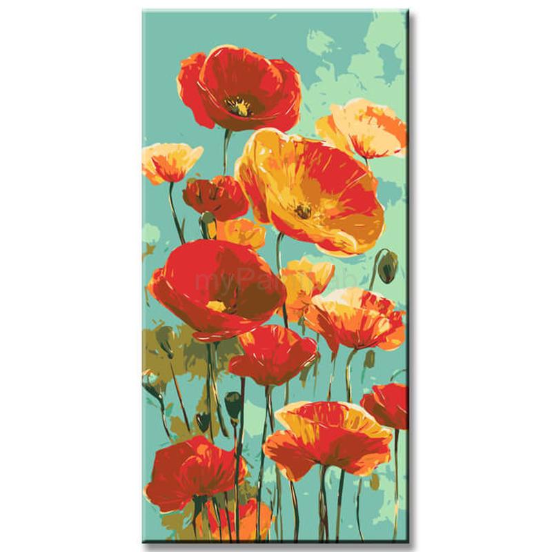 Paint by Numbers Watercolor Poppy Flowers