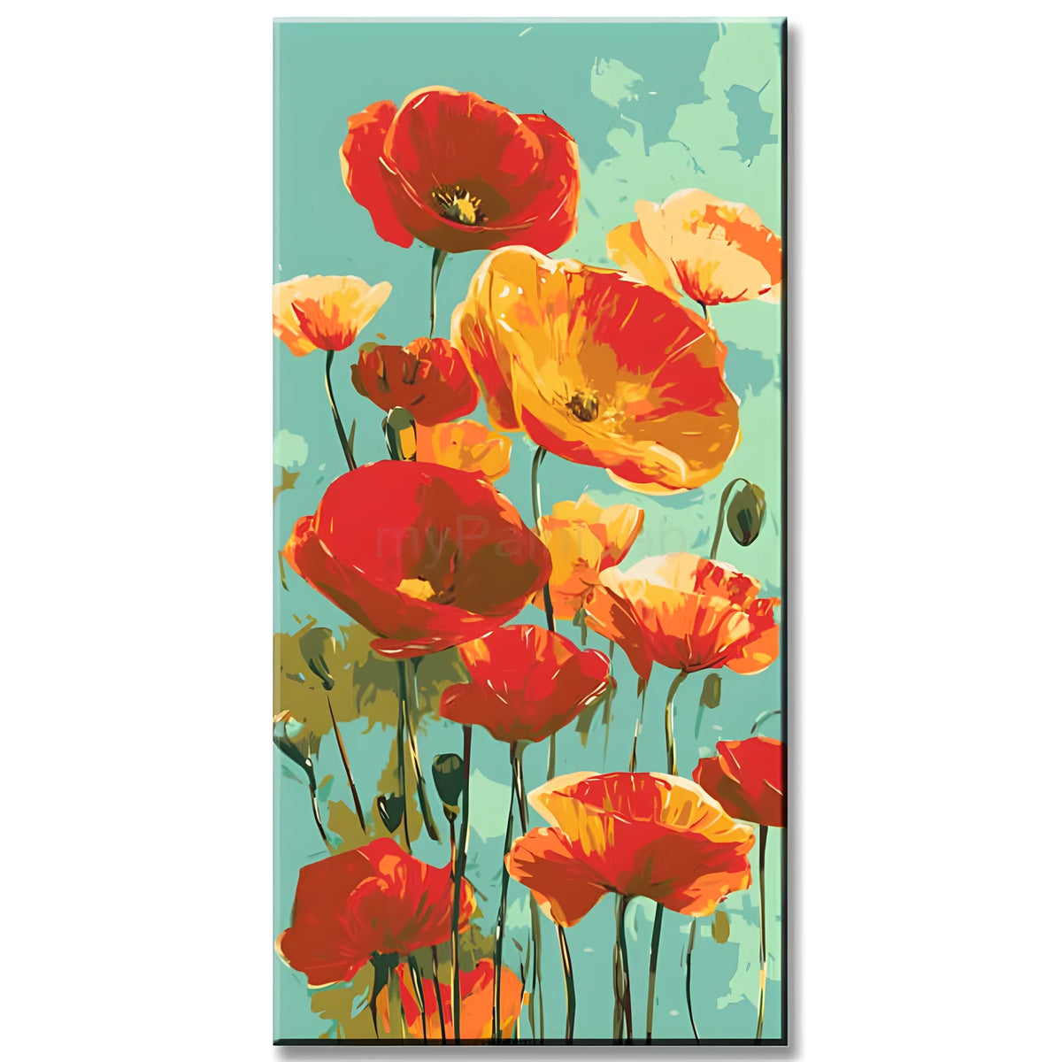 Paint by Numbers Watercolor Poppy Flowers