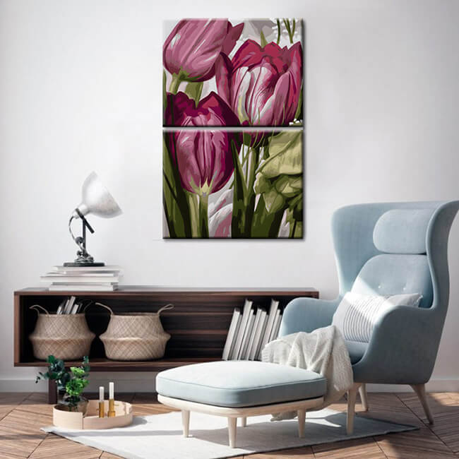 Painting by Numbers Purple Tulips 2-piece shipping from DE