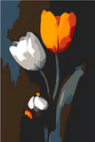 Painting by Numbers Orange and White Tulip Black and White
