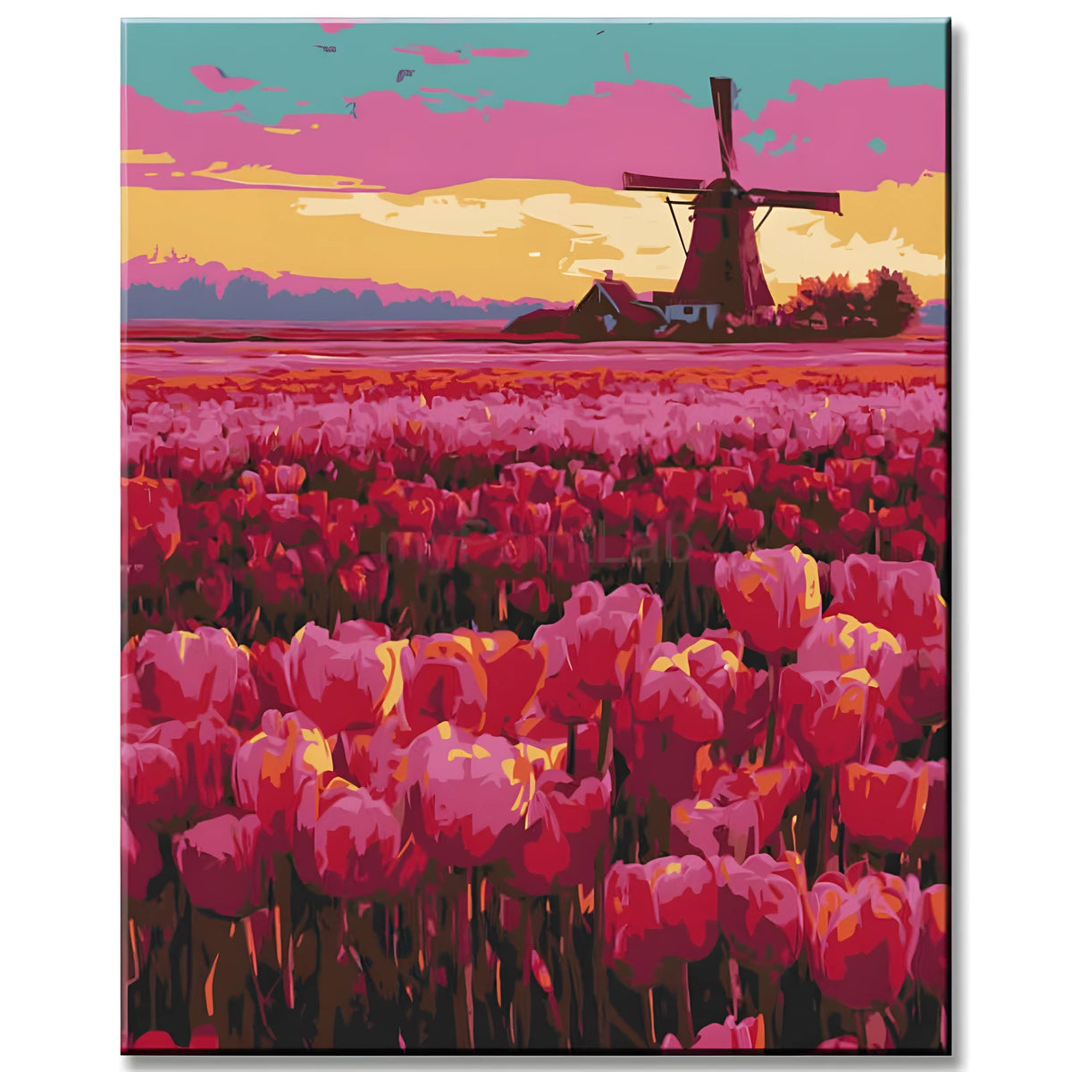 Painting by Numbers Netherlands Holland Tulips Windmill