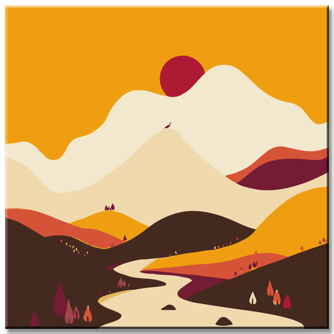 Painting by Numbers Art Sun Over Mountain