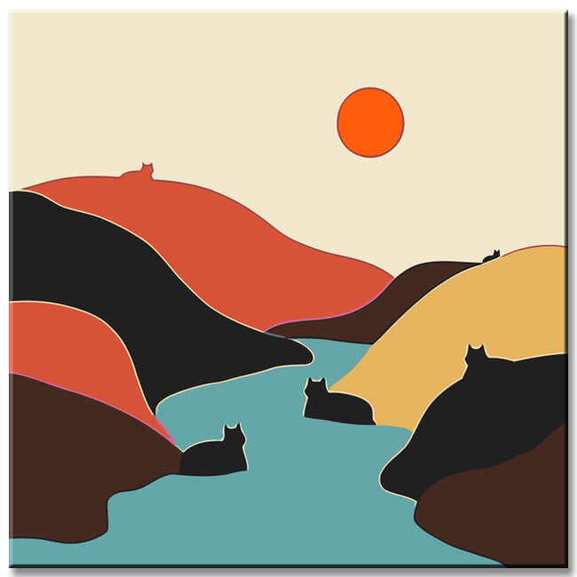 Painting by Numbers Art Hills by The River  in A Cat Look