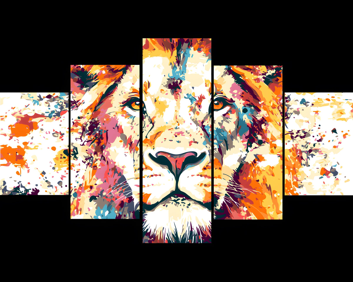 Painting by Numbers Art Leopard’s head Head with Graffiti 5-Panel