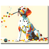Paint by Numbers Art White Dog with Colorful Dots II