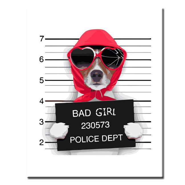 Painting by Numbers Art Criminal Dog with Sunglasses and Bandana