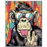 Painting by Numbers Art Animal Funny Monkey with Glasses