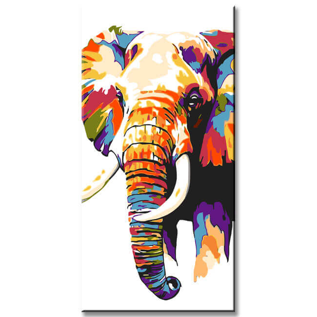 Painting by Numbers Art Animal Elephant with Colorful Head and Trunk