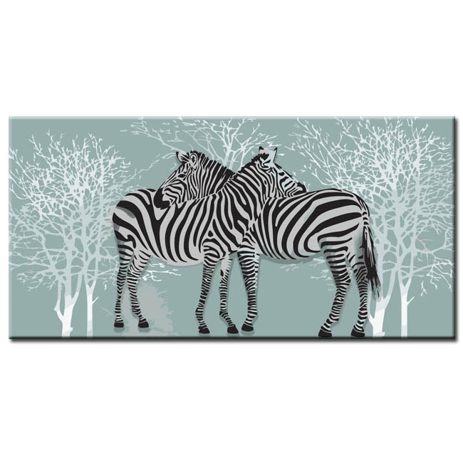Painting by Numbers Art Animal Two Zebras Hug Each Other with Their Heads