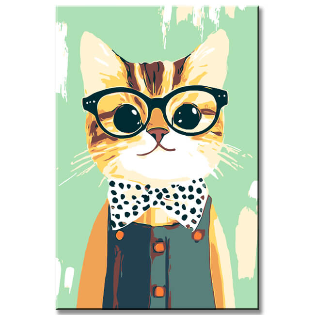 Painting by Numbers Art Animal Cat Wearing Glasses