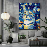 Painting by Numbers Art Animal Cat Portrait Starry Night