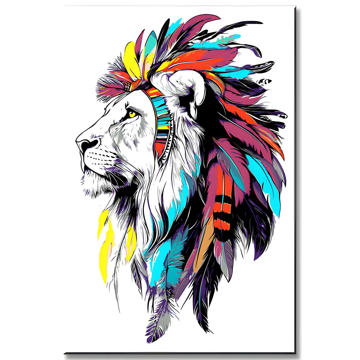 Paint by Numbers Art Animal Colorful Lion with Feathers on its Head