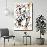 Painting by numbers art animal elephant mom with her baby