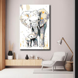 Painting by Numbers Art Animal Elephant Mom with Her Baby