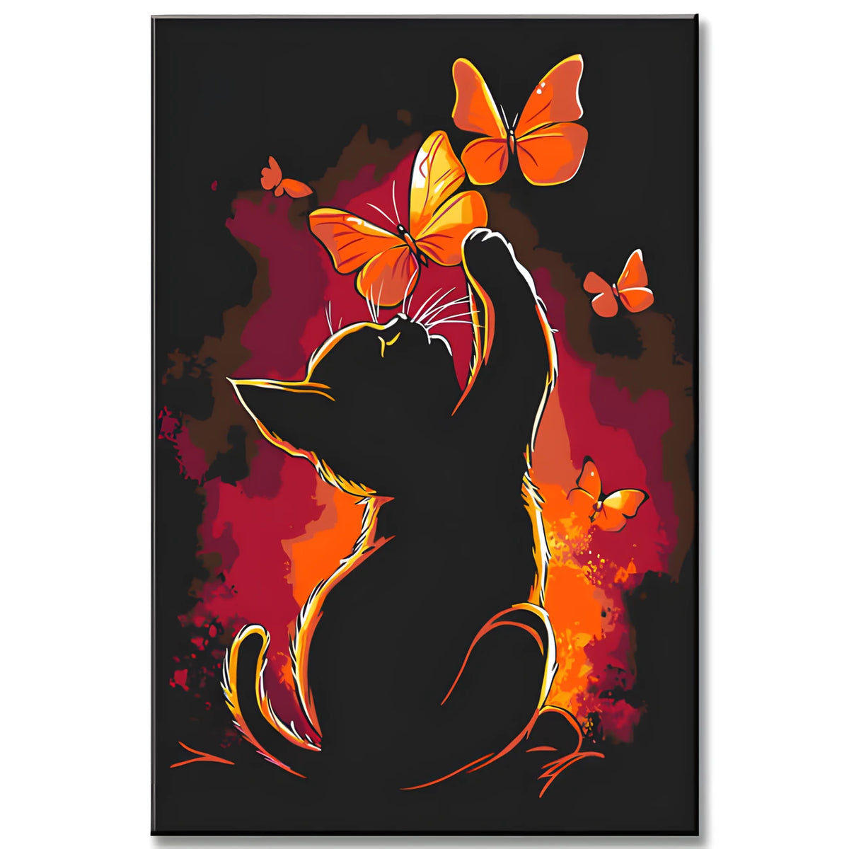 Painting by Numbers Art Animal Cat Playing with Butterflies