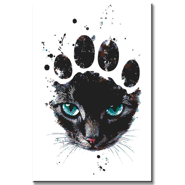 Painting by Numbers Art Animal Cat Eyes in Her Paw