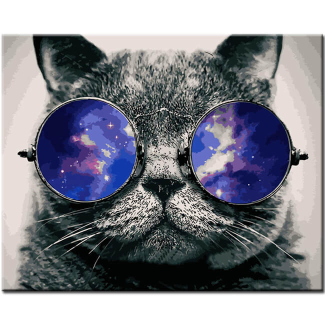 Painting by Numbers Cat with Glasses
