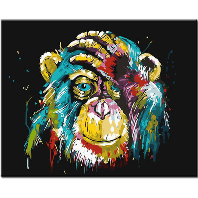Painting by Numbers Colorful Monkey Holds His Hand on His Head