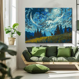 Painting by Numbers Moose Stands on A Meadow in Front of Fir Trees