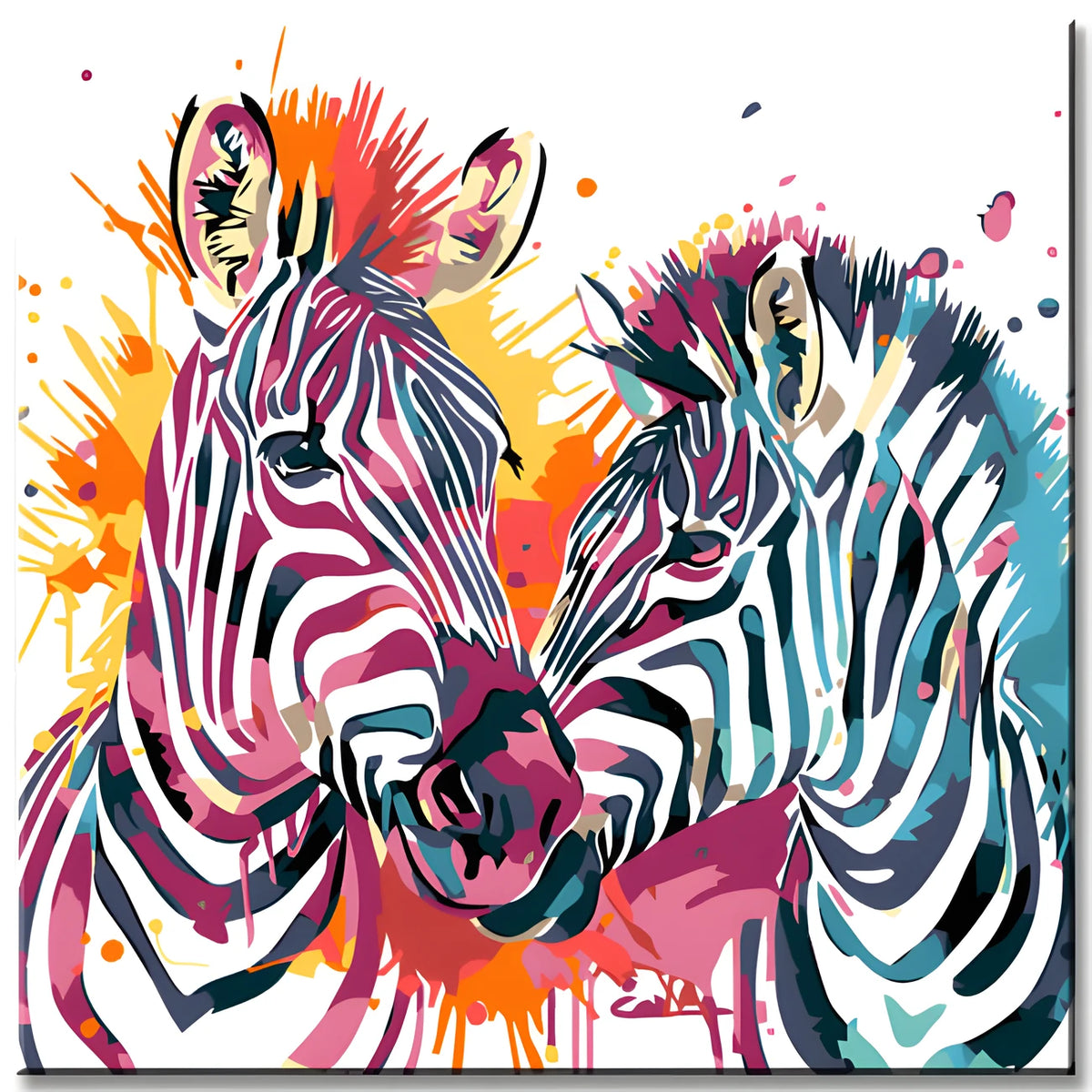 Painting by Numbers Art Animal Two Colorful Striped Zebras